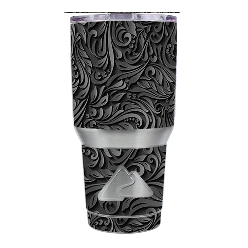  Black Flowers Floral Pattern Ozark Trail 20oz Tumbler Skin