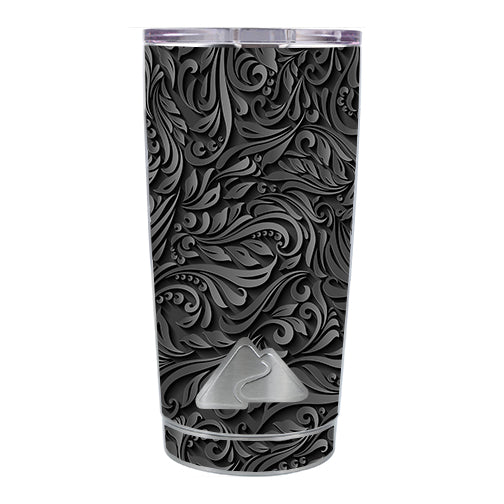  Black Flowers Floral Pattern Ozark Trail 20oz Tumbler Skin