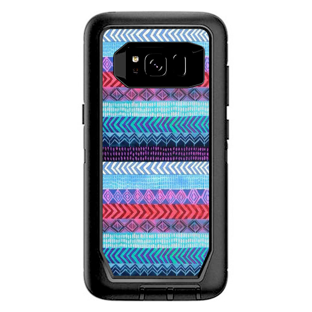  Aztec Blue Tribal Chevron Otterbox Defender Samsung Galaxy S8 Skin