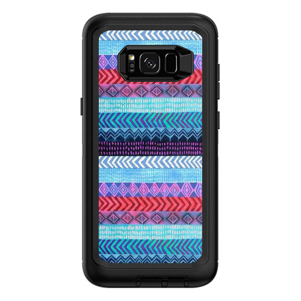  Aztec Blue Tribal Chevron Otterbox Defender Samsung Galaxy S8 Plus Skin