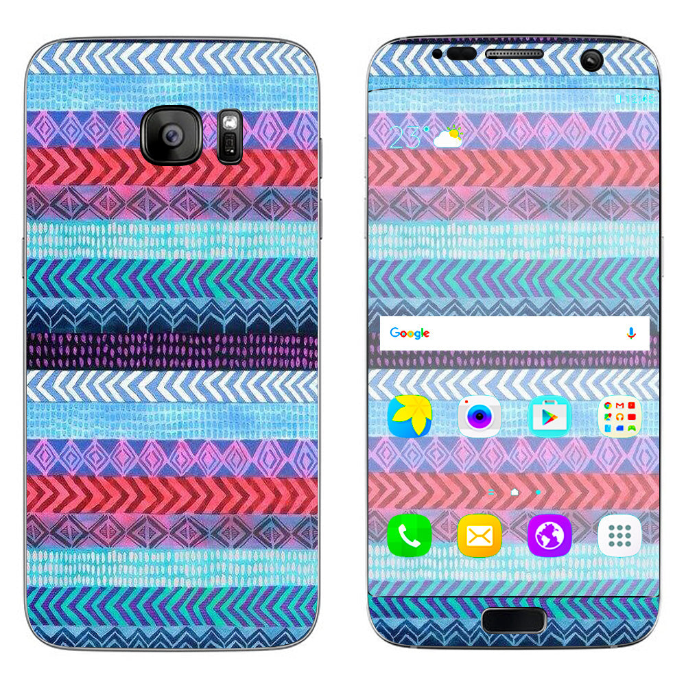  Aztec Blue Tribal Chevron Samsung Galaxy S7 Edge Skin