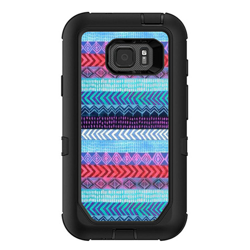  Aztec Blue Tribal Chevron Otterbox Defender Samsung Galaxy S7 Active Skin