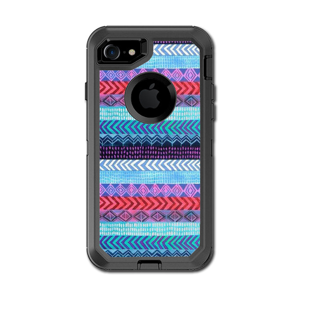  Aztec Blue Tribal Chevron Otterbox Defender iPhone 7 or iPhone 8 Skin