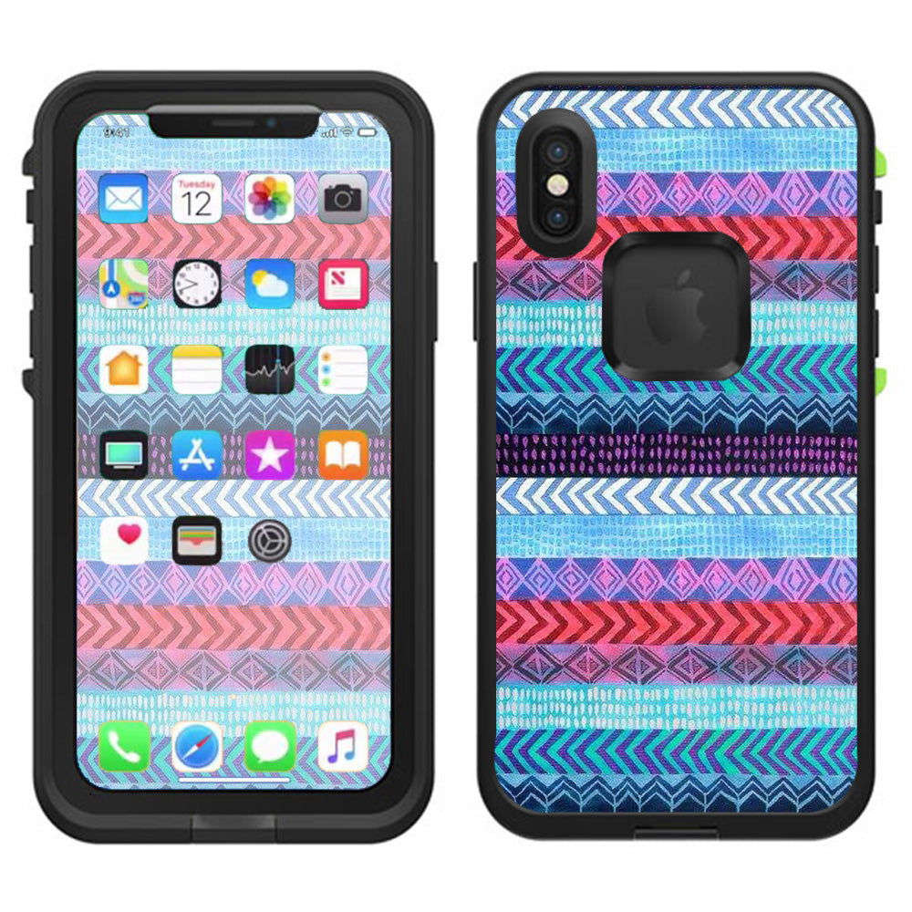  Aztec Blue Tribal Chevron Lifeproof Fre Case iPhone X Skin