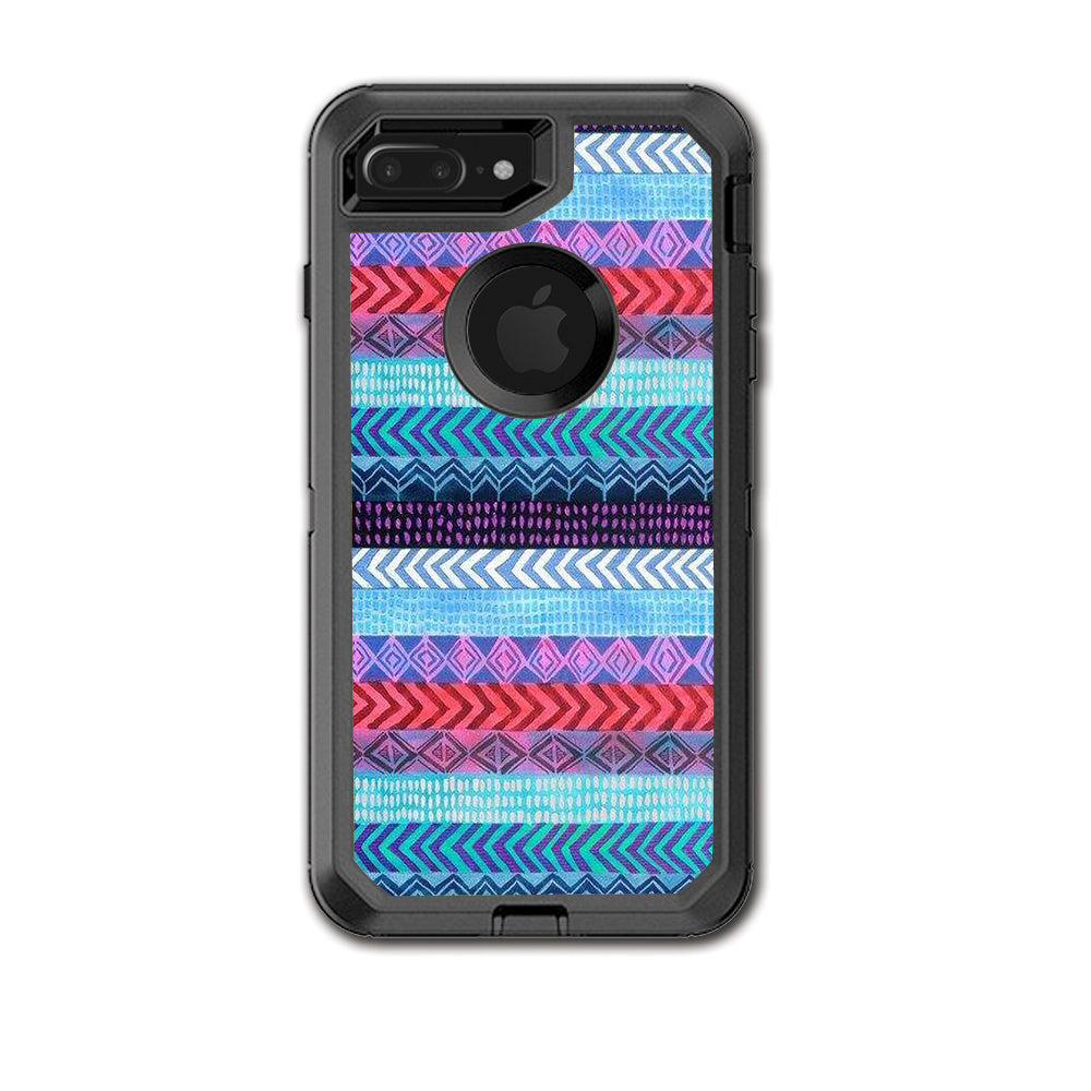  Aztec Blue Tribal Chevron Otterbox Defender iPhone 7+ Plus or iPhone 8+ Plus Skin