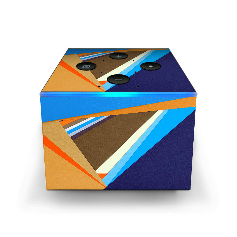  Abstract Patterns Blue Tan Amazon Fire TV Cube Skin