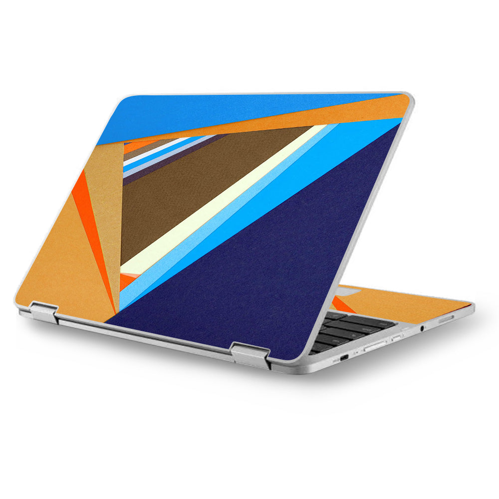  Abstract Patterns Blue Tan Asus Chromebook Flip 12.5" Skin