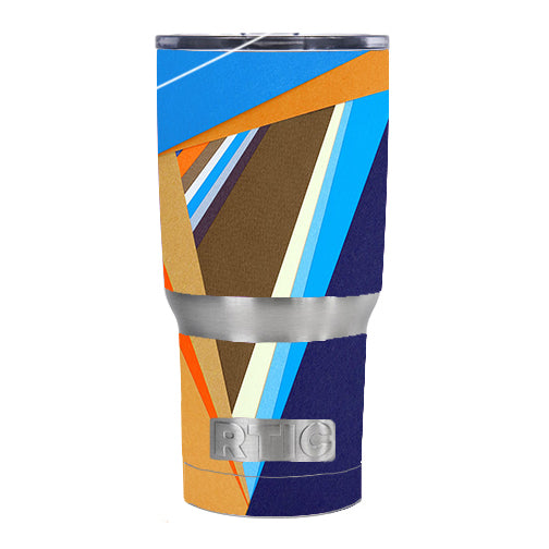 Abstract Patterns Blue Tan RTIC 20oz Tumbler Skin