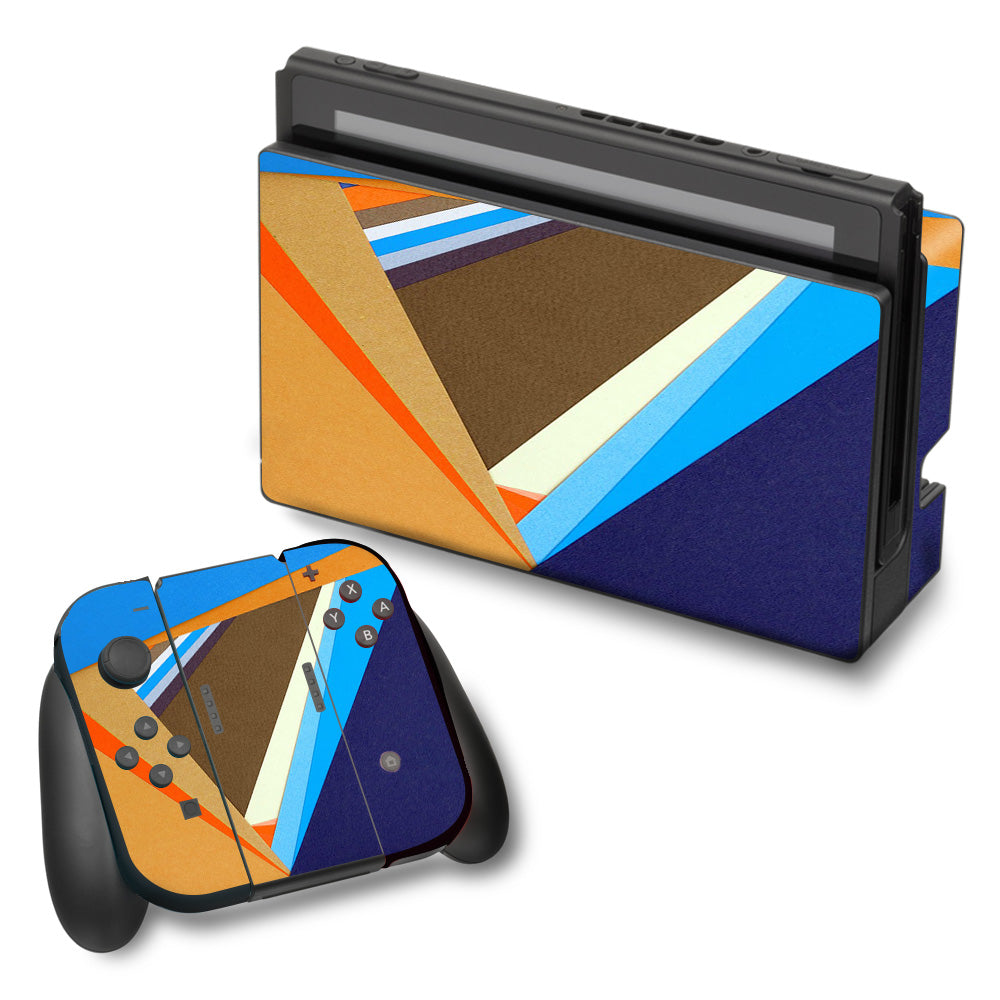  Abstract Patterns Blue Tan Nintendo Switch Skin