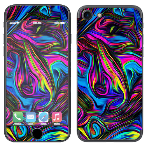  Neon Color Swirl Glass Apple iPhone 7 or iPhone 8 Skin