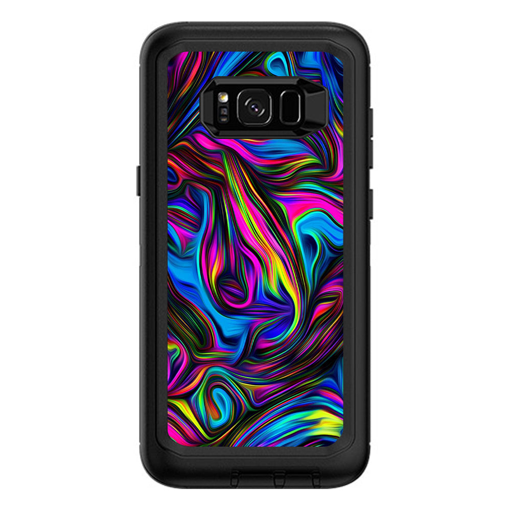  Neon Color Swirl Glass Otterbox Defender Samsung Galaxy S8 Plus Skin