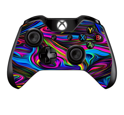  Neon Color Swirl Glass Microsoft Xbox One Controller Skin