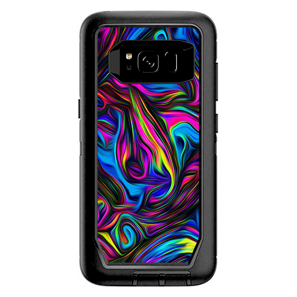  Neon Color Swirl Glass Otterbox Defender Samsung Galaxy S8 Skin