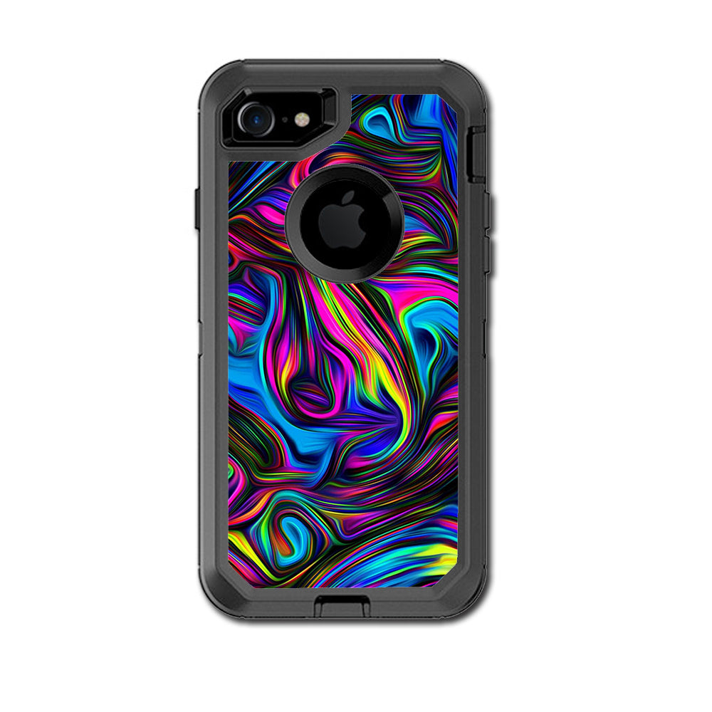  Neon Color Swirl Glass Otterbox Defender iPhone 7 or iPhone 8 Skin