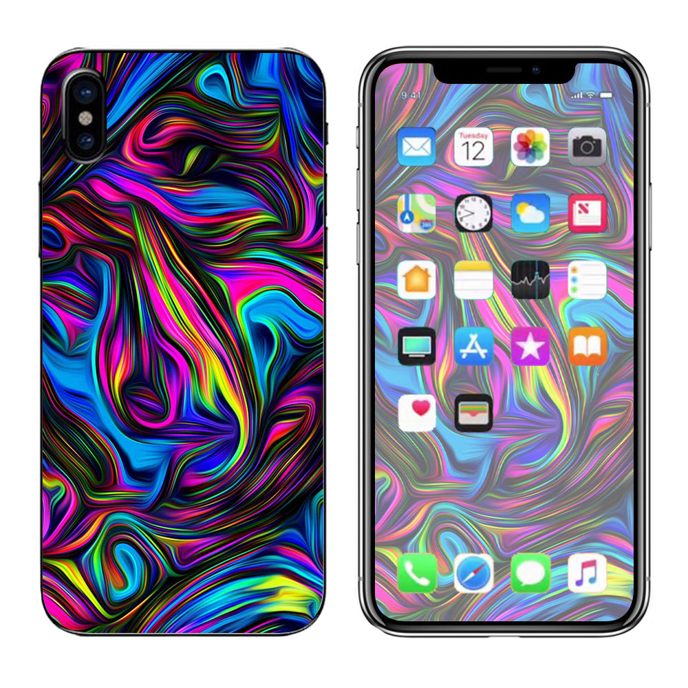 Neon Color Swirl Glass Apple iPhone X Skin