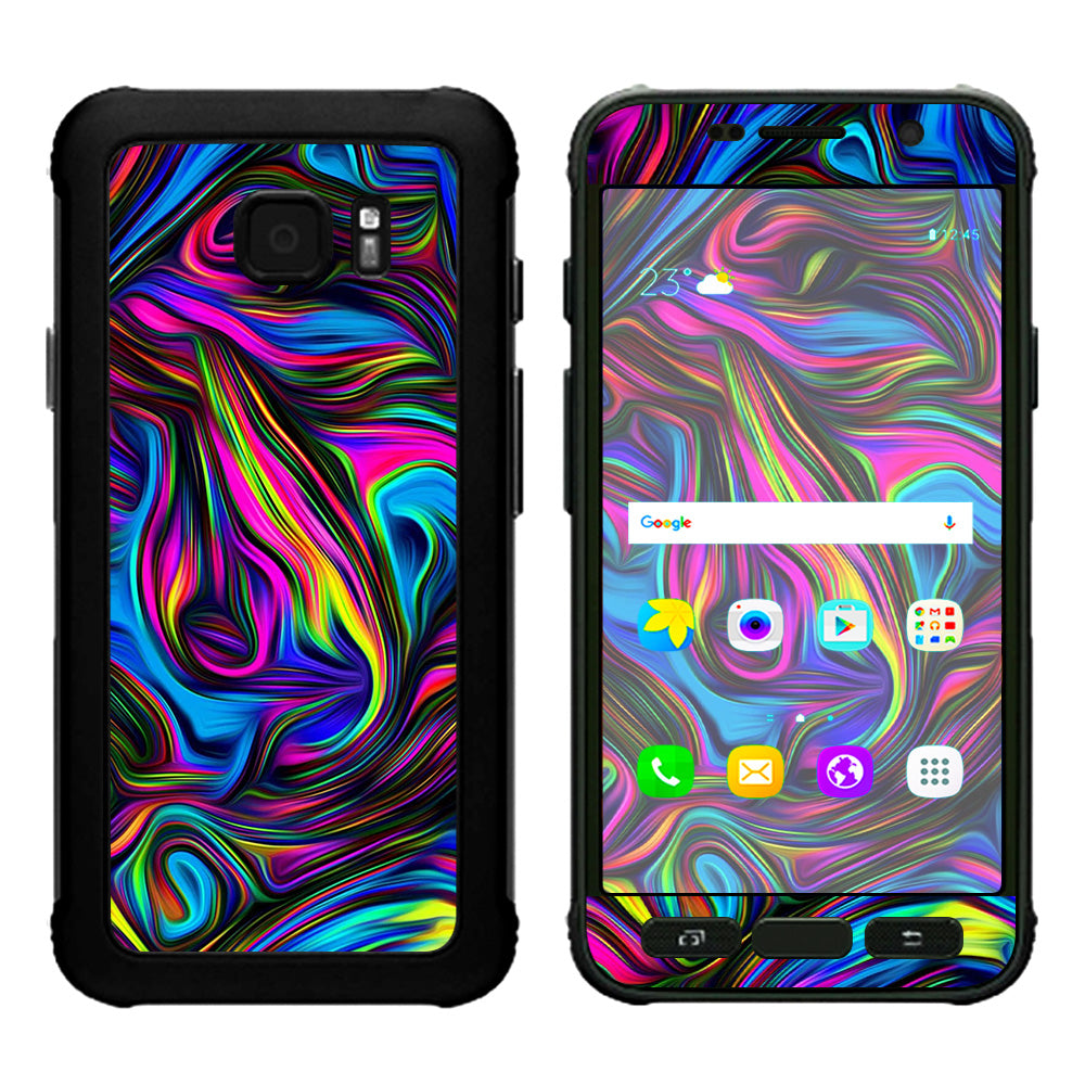  Neon Color Swirl Glass Samsung Galaxy S7 Active Skin