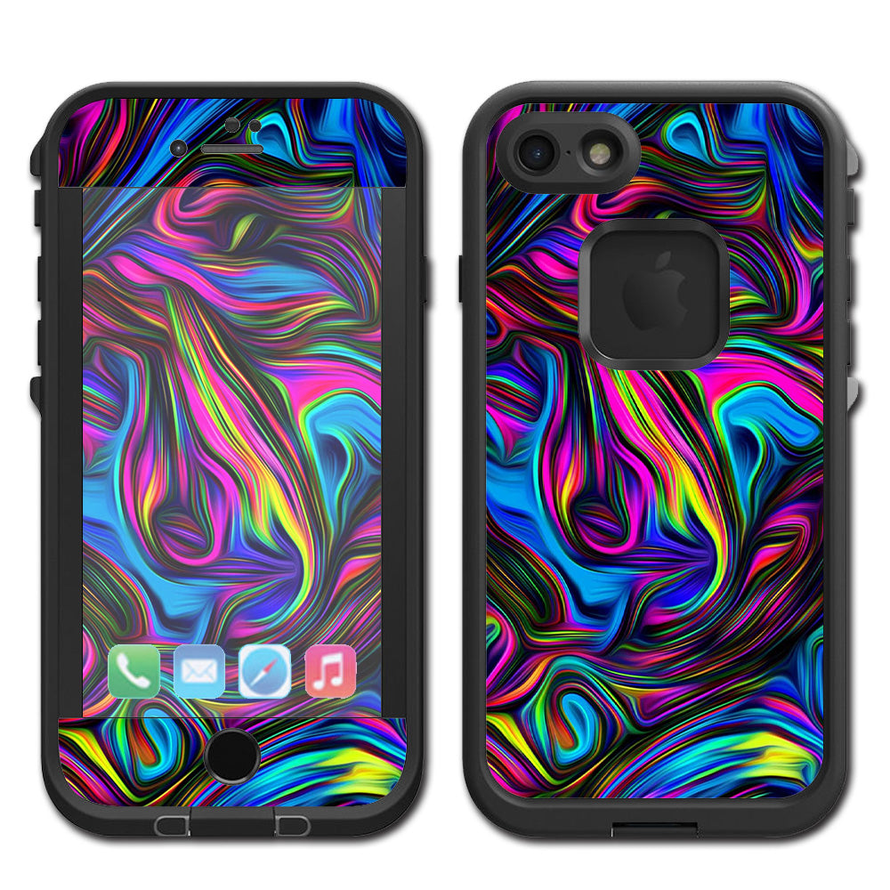  Neon Color Swirl Glass Lifeproof Fre iPhone 7 or iPhone 8 Skin