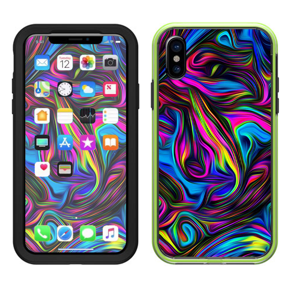  Neon Color Swirl Glass Lifeproof Slam Case iPhone X Skin