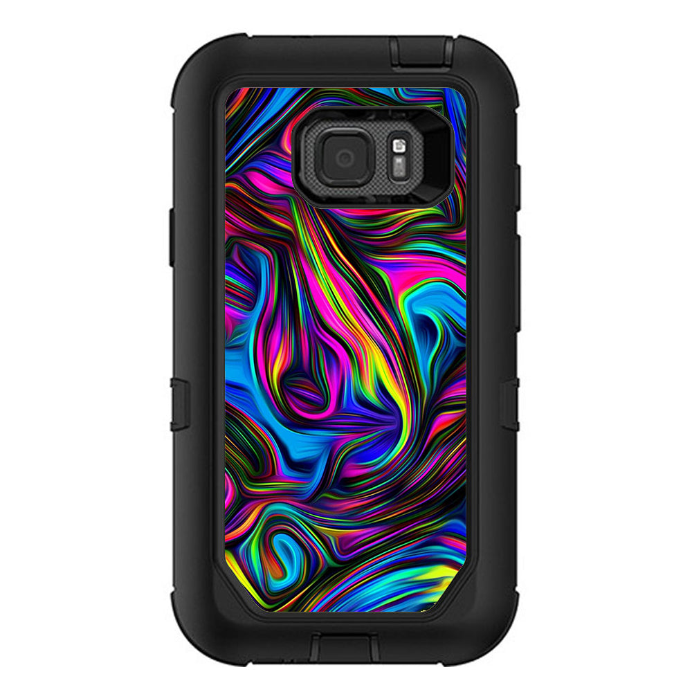  Neon Color Swirl Glass Otterbox Defender Samsung Galaxy S7 Active Skin