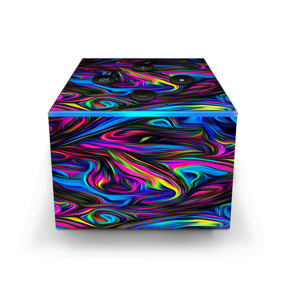  Neon Color Swirl Glass Amazon Fire TV Cube Skin