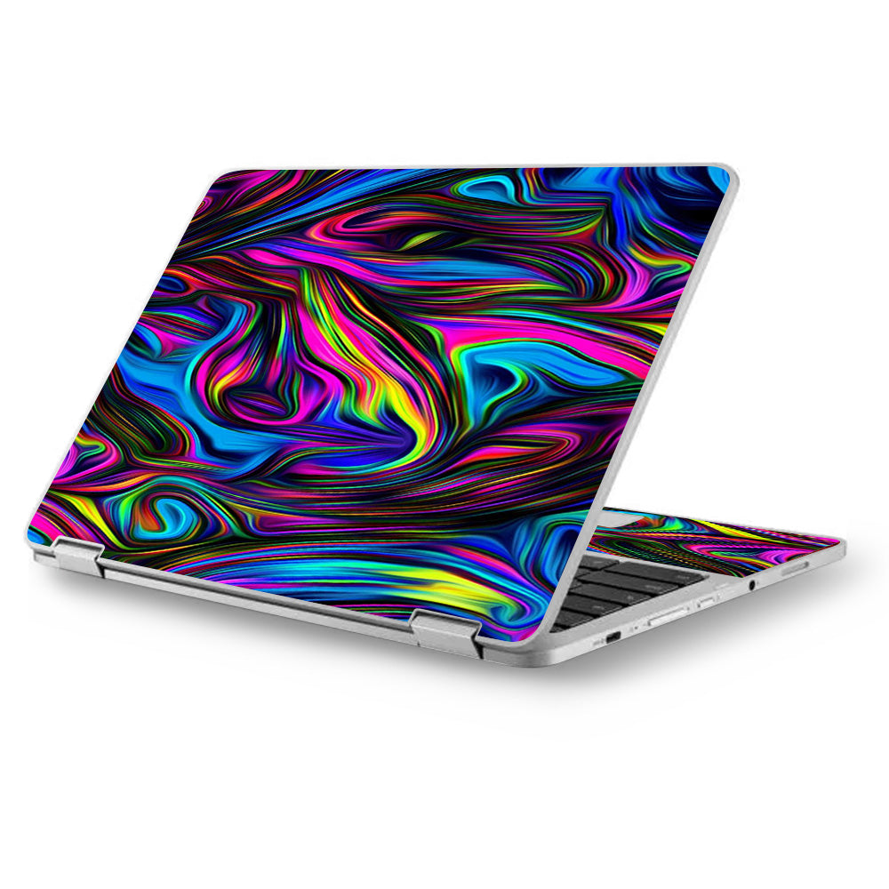  Neon Color Swirl Glass Asus Chromebook Flip 12.5" Skin