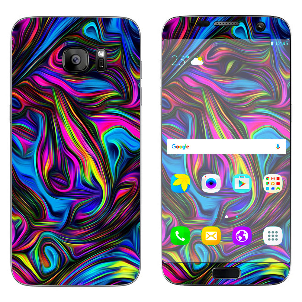  Neon Color Swirl Glass Samsung Galaxy S7 Edge Skin