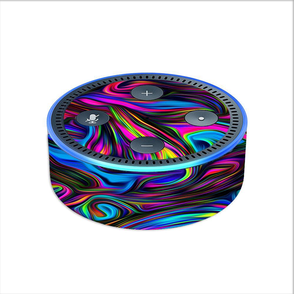  Neon Color Swirl Glass Amazon Echo Dot 2nd Gen Skin