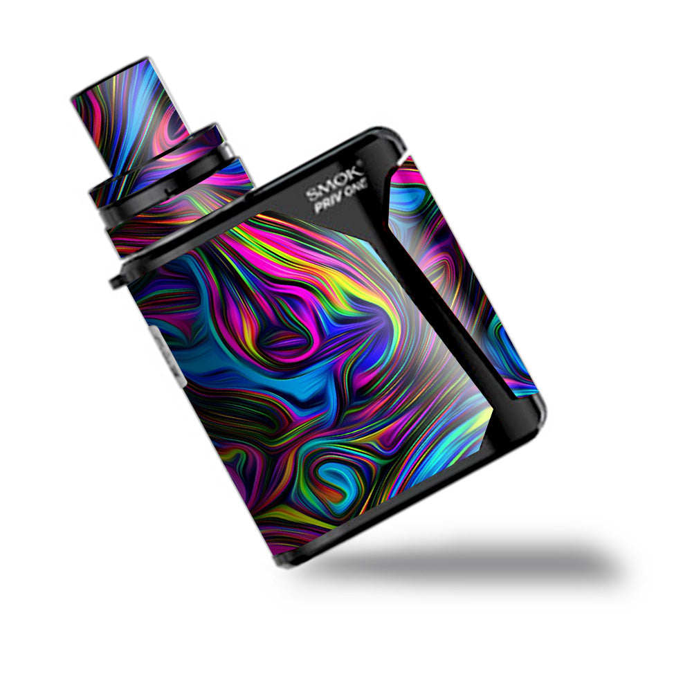  Neon Color Swirl Glass Smok Priv One Skin