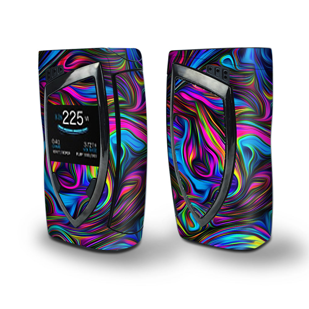 Skin Decal Vinyl Wrap for Smok Devilkin Kit 225w Vape (includes TFV12 Prince Tank Skins) skins cover/ Neon Color Swirl Glass