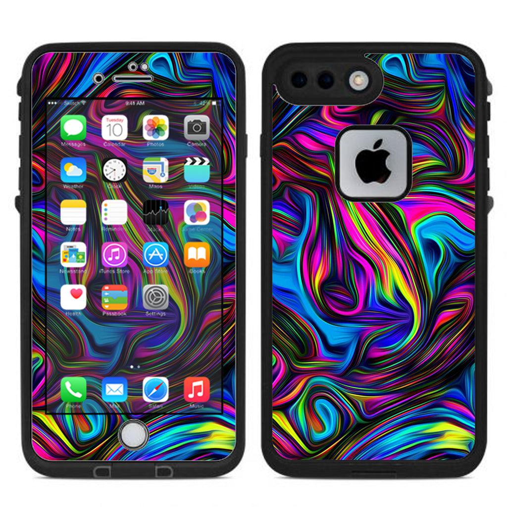  Neon Color Swirl Glass Lifeproof Fre iPhone 7 Plus or iPhone 8 Plus Skin