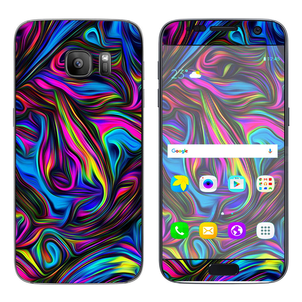  Neon Color Swirl Glass Samsung Galaxy S7 Skin