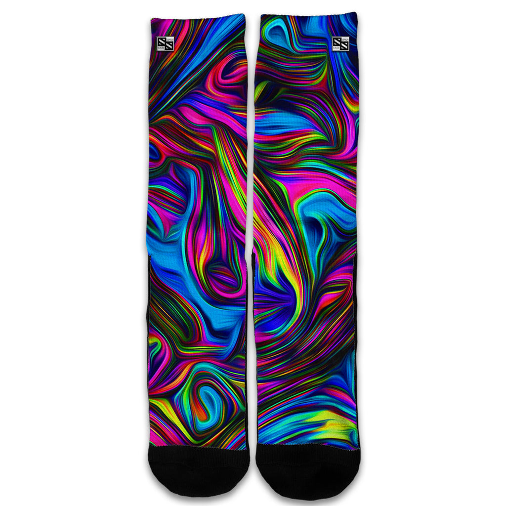  Neon Color Swirl Glass Universal Socks
