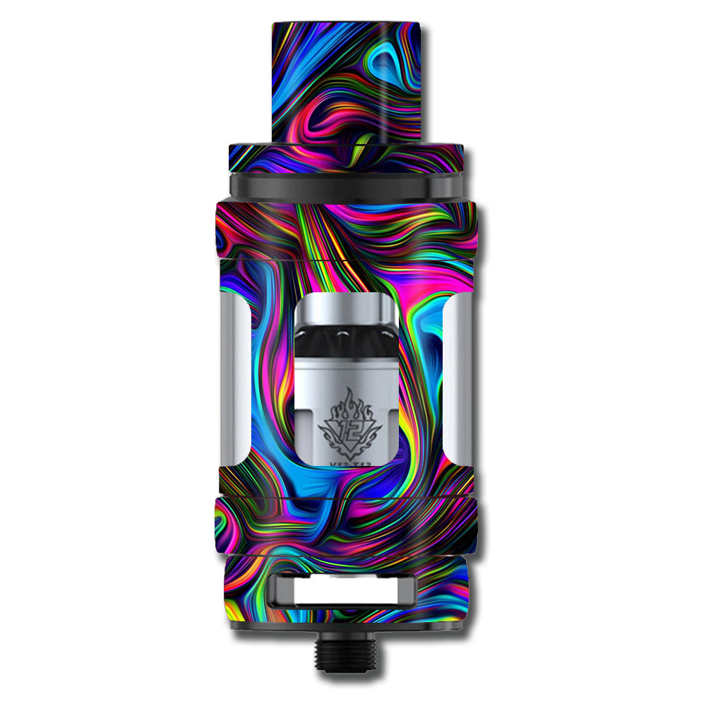  Neon Color Swirl Glass Smok TFV12 Tank Skin