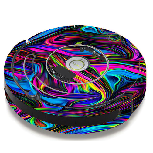  Neon Color Swirl Glass iRobot Roomba 650/655 Skin