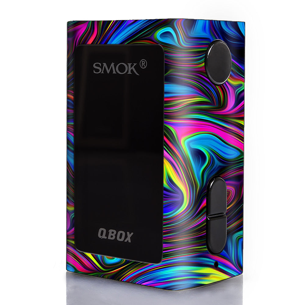  Neon Color Swirl Glass Smok Q-Box Skin