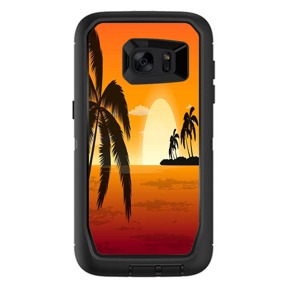  Palm Trees At Sunset Otterbox Defender Samsung Galaxy S7 Edge Skin