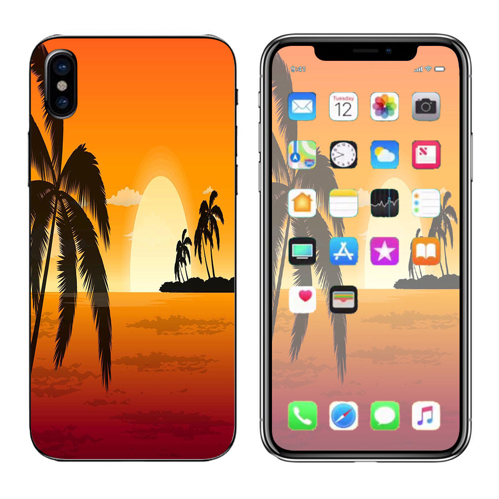  Palm Trees At Sunset Apple iPhone X Skin