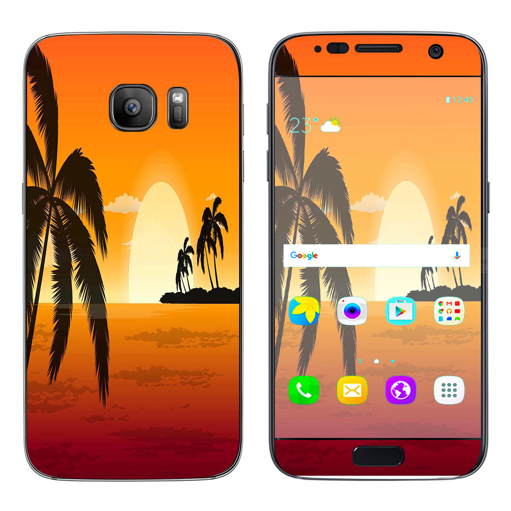  Palm Trees At Sunset Samsung Galaxy S7 Skin