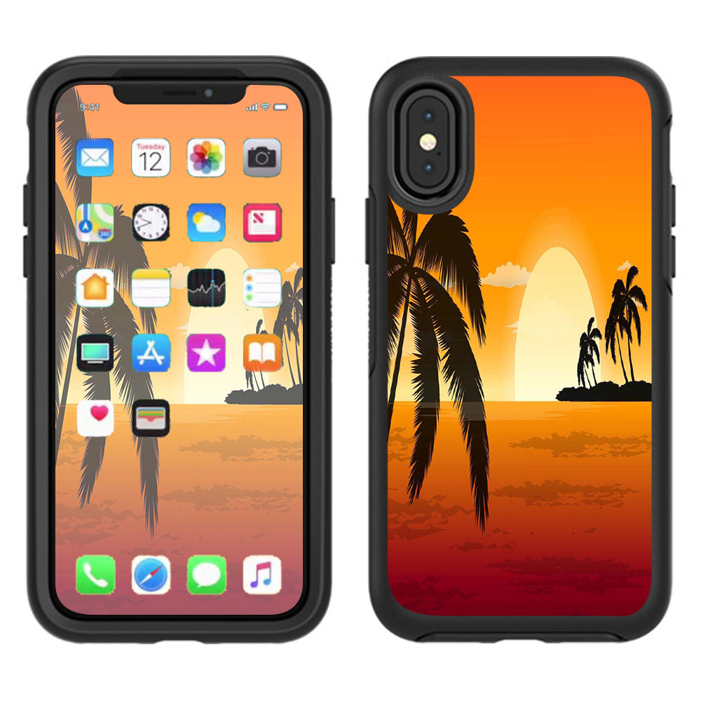  Palm Trees At Sunset Otterbox Defender Apple iPhone X Skin