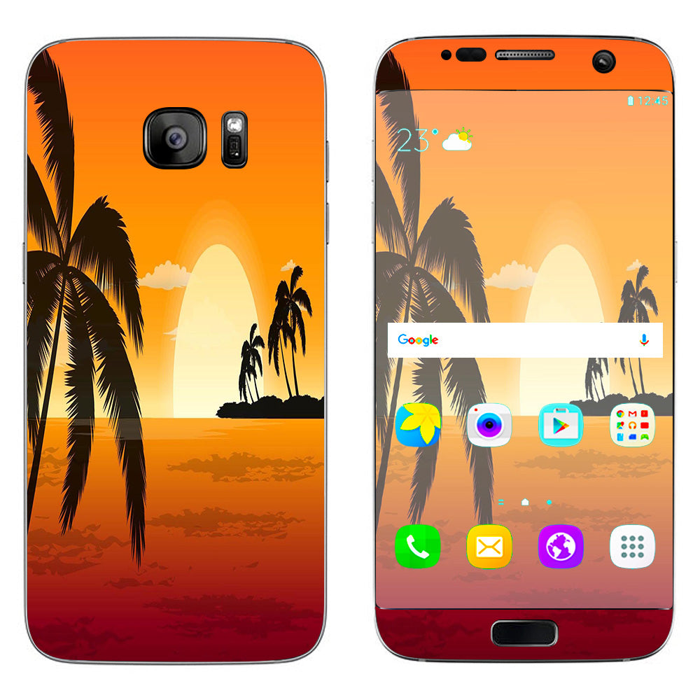  Palm Trees At Sunset Samsung Galaxy S7 Edge Skin