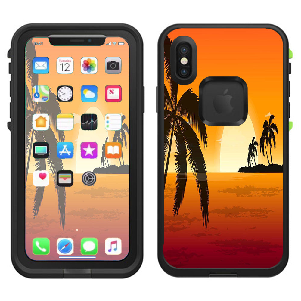  Palm Trees At Sunset Lifeproof Fre Case iPhone X Skin