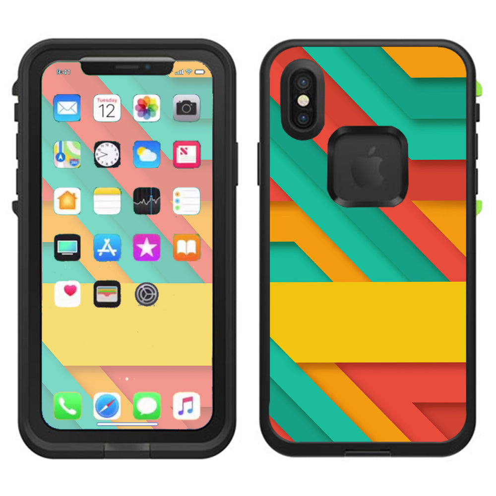  Turquoise Blue Yellow Lifeproof Fre Case iPhone X Skin