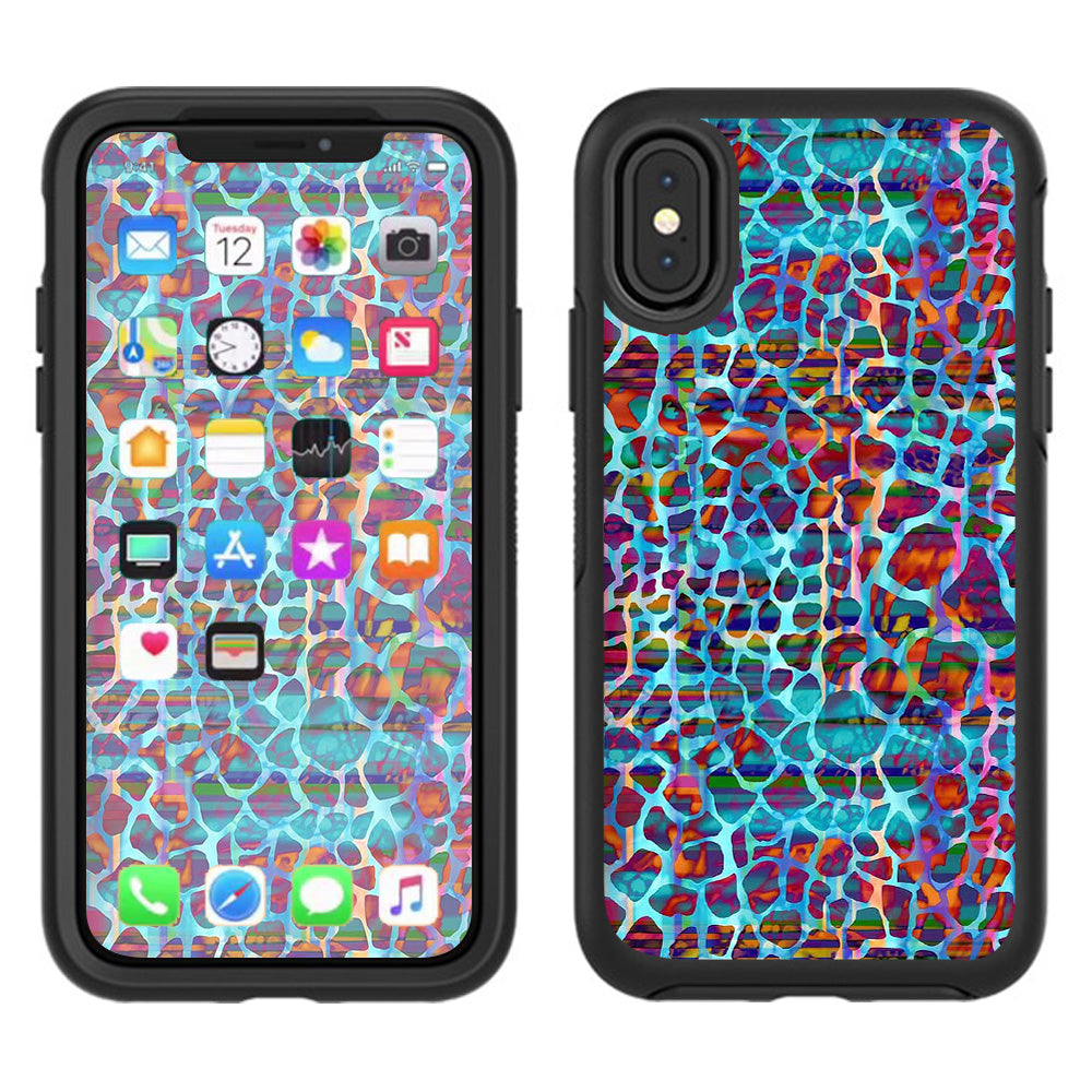 Colorful Leopard Print Otterbox Defender Apple iPhone X Skin