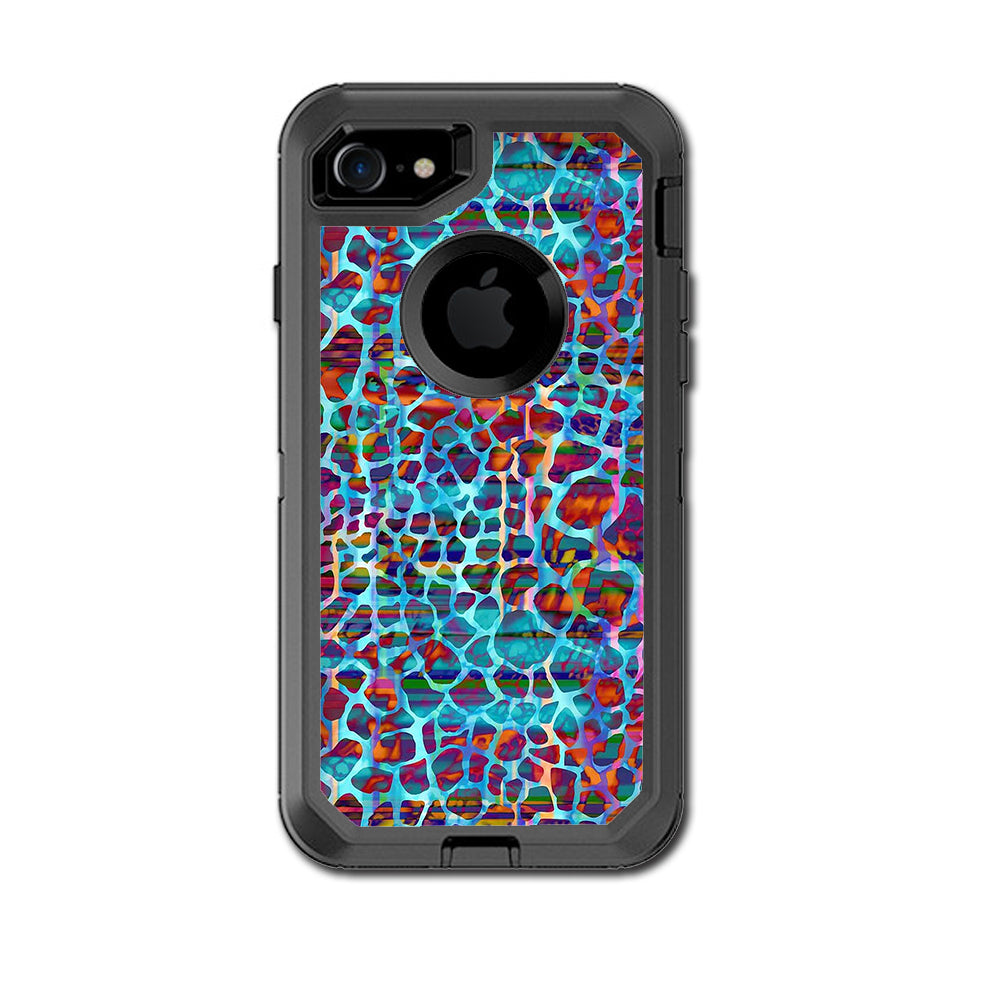  Colorful Leopard Print Otterbox Defender iPhone 7 or iPhone 8 Skin