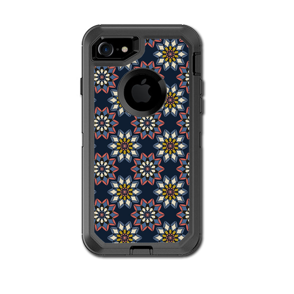  Retro Flowers Pattern Otterbox Defender iPhone 7 or iPhone 8 Skin