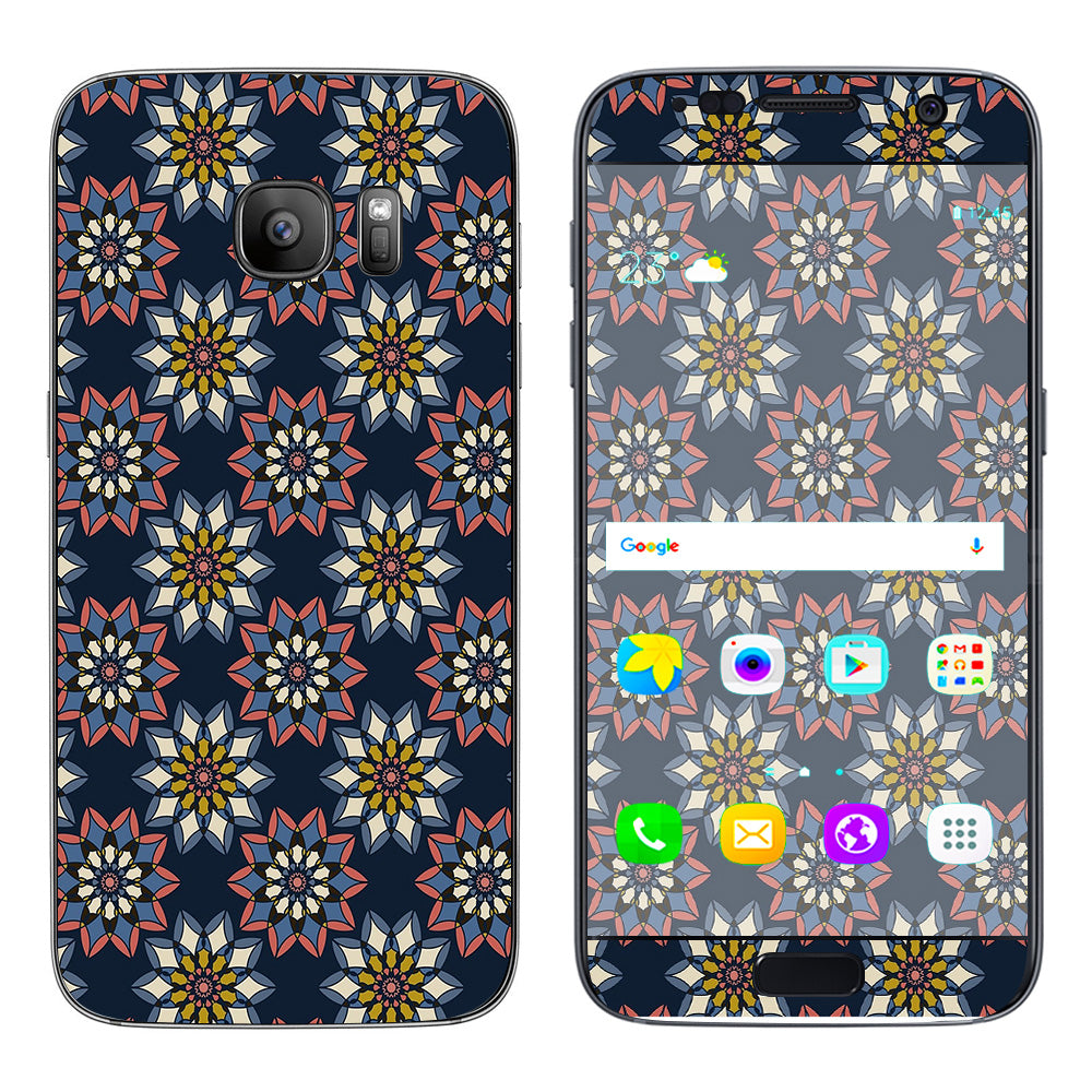  Retro Flowers Pattern Samsung Galaxy S7 Skin