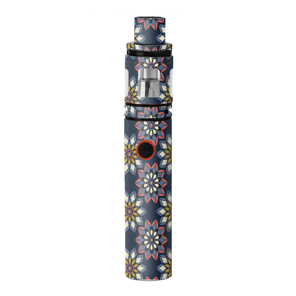  Retro Flowers Pattern Smok Stick V8 Skin
