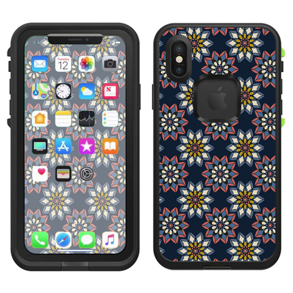  Retro Flowers Pattern Lifeproof Fre Case iPhone X Skin