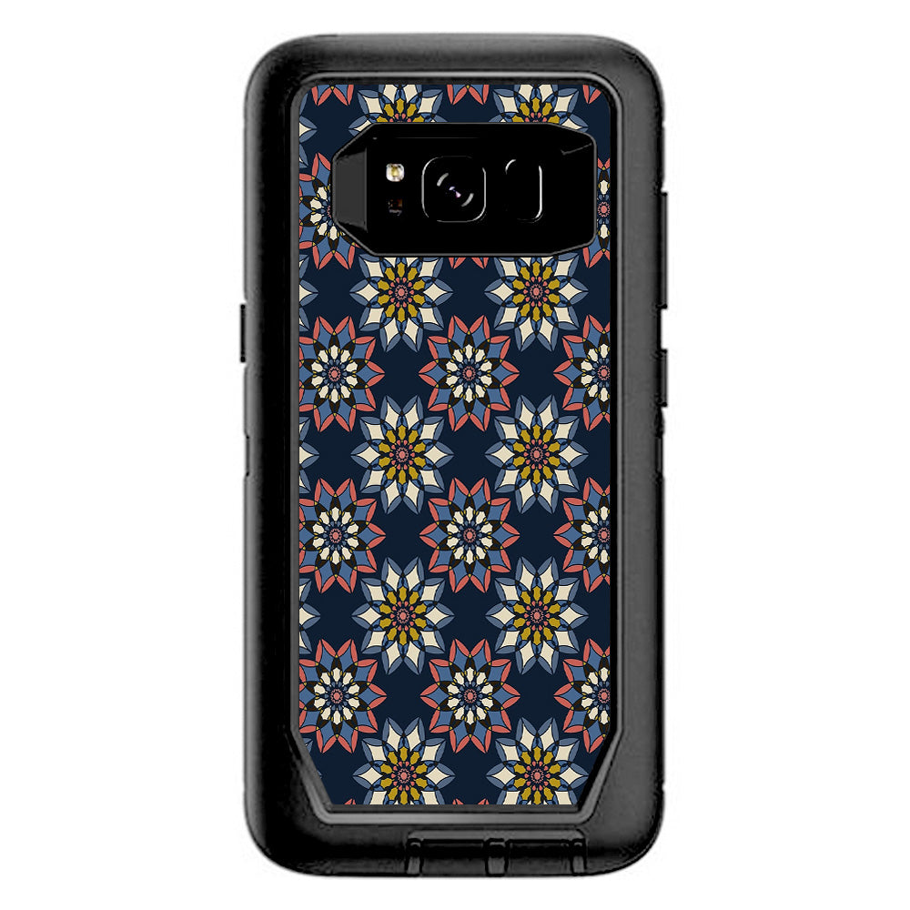  Retro Flowers Pattern Otterbox Defender Samsung Galaxy S8 Skin