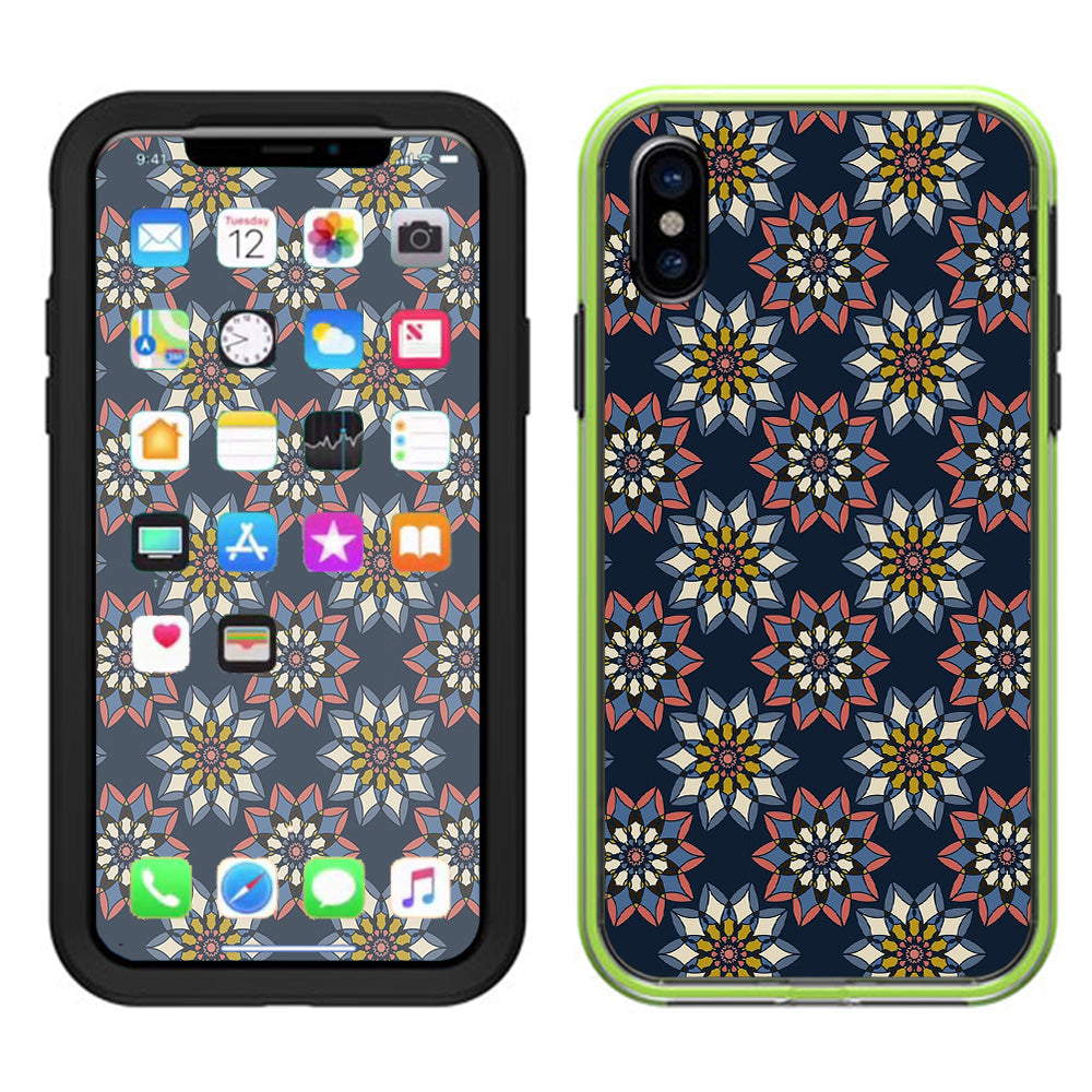  Retro Flowers Pattern Lifeproof Slam Case iPhone X Skin